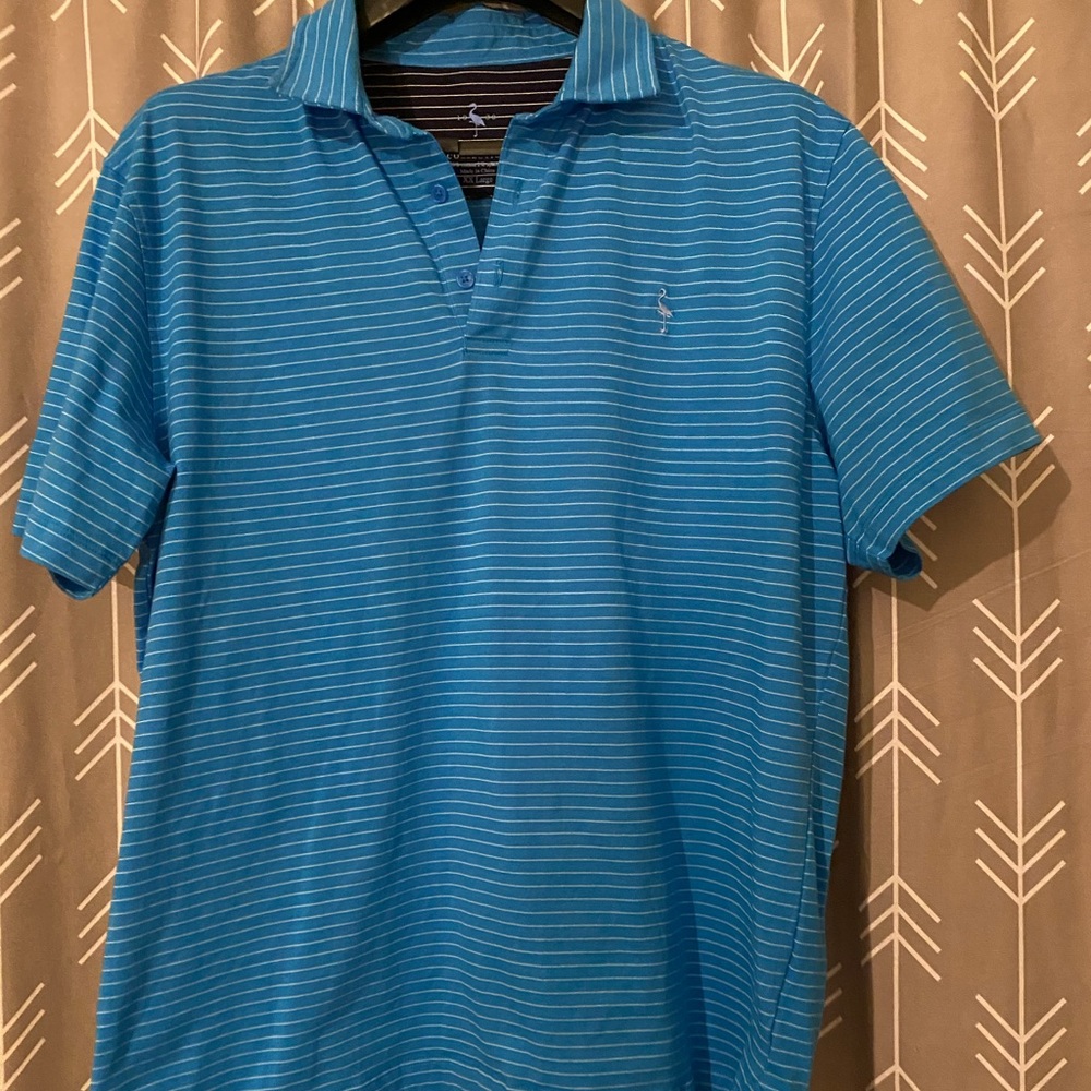TailorByrd Mens Blue Striped Golf Polo XXL